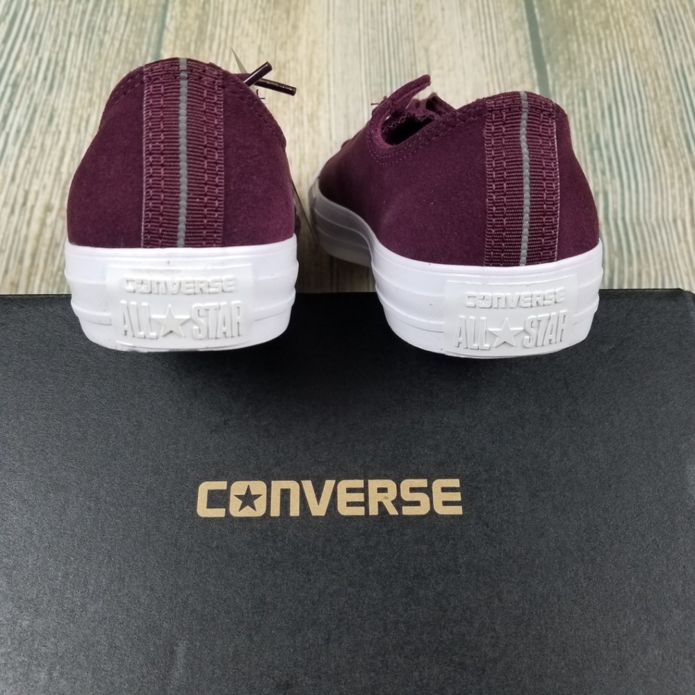 New CONVERSE red plush suede OX lace up sneakers - Picture 7 of 8